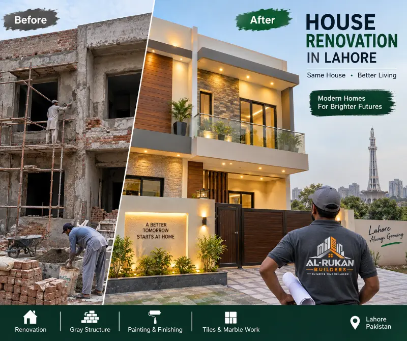 Before & After — Full House Renovation - Al-Rukan Builders Lahore